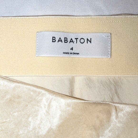 Babaton | Aritzia High-Rise Satin Midi Slip Skirt Cream Butter Yellow | Size 4 - Picture 6 of 9